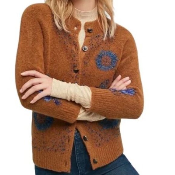 Anthropologie Sweaters - Anthropologie Field & Flower Embroidered and Beaded Sweater Size M